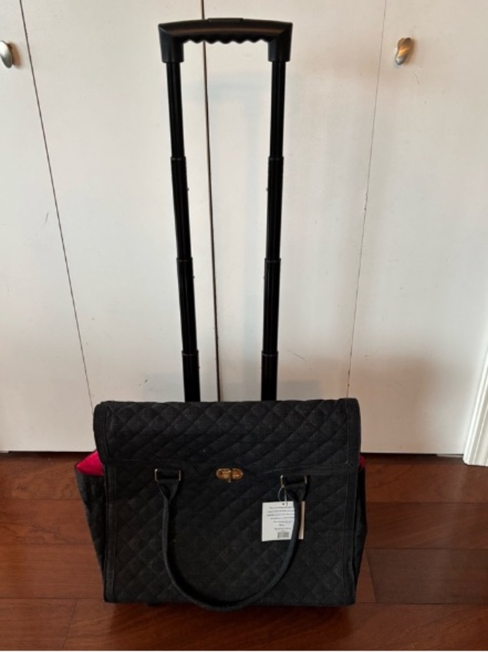 Rolling Quilted Dark Denim Blue Travel Tote Bag